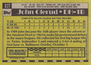 1990 Topps Traded - Gray Card Stock (Pack Version) #83T John Olerud Back