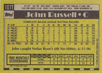 1990 Topps Traded - Gray Card Stock (Pack Version) #107T John Russell Back