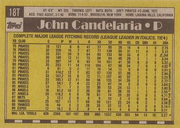 1990 Topps Traded - Gray Card Stock (Pack Version) #18T John Candelaria Back