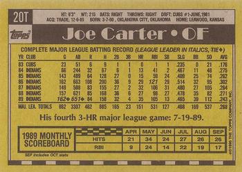 1990 Topps Traded - Gray Card Stock (Pack Version) #20T Joe Carter Back