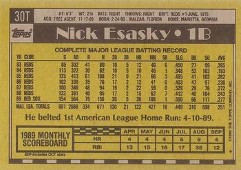 1990 Topps Traded - Gray Card Stock (Pack Version) #30T Nick Esasky Back