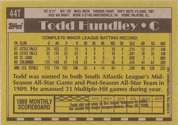 1990 Topps Traded - Gray Card Stock (Pack Version) #44T Todd Hundley Back