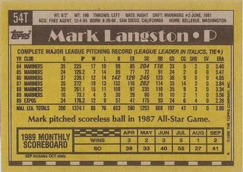 1990 Topps Traded - Gray Card Stock (Pack Version) #54T Mark Langston Back
