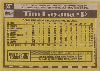 1990 Topps Traded - Gray Card Stock (Pack Version) #55T Tim Layana Back