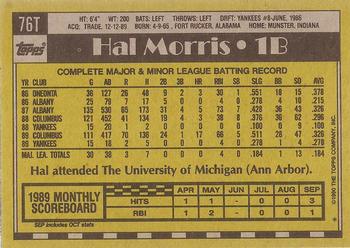 1990 Topps Traded - Gray Card Stock (Pack Version) #76T Hal Morris Back