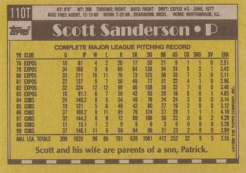1990 Topps Traded - Gray Card Stock (Pack Version) #110T Scott Sanderson Back
