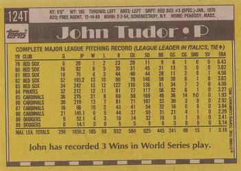 1990 Topps Traded - Gray Card Stock (Pack Version) #124T John Tudor Back