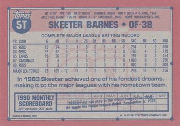 1991 Topps Traded - Gray Card Stock (Pack Version) #5T Skeeter Barnes Back