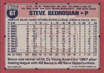1991 Topps Traded - Gray Card Stock (Pack Version) #6T Steve Bedrosian Back
