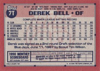 1991 Topps Traded - Gray Card Stock (Pack Version) #7T Derek Bell Back