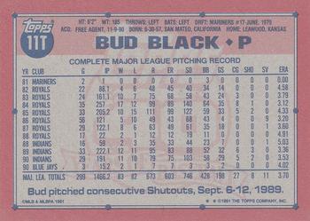 1991 Topps Traded - Gray Card Stock (Pack Version) #11T Bud Black Back