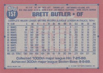 1991 Topps Traded - Gray Card Stock (Pack Version) #15T Brett Butler Back