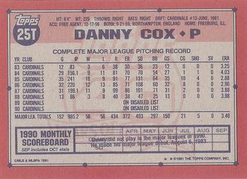 1991 Topps Traded - Gray Card Stock (Pack Version) #25T Danny Cox Back