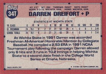 1991 Topps Traded - Gray Card Stock (Pack Version) #34T Darren Dreifort Back