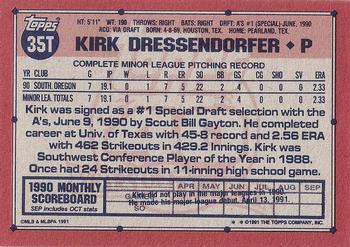 1991 Topps Traded - Gray Card Stock (Pack Version) #35T Kirk Dressendorfer Back
