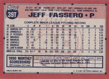 1991 Topps Traded - Gray Card Stock (Pack Version) #39T Jeff Fassero Back