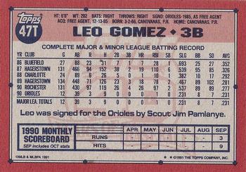 1991 Topps Traded - Gray Card Stock (Pack Version) #47T Leo Gomez Back