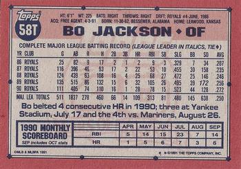 1991 Topps Traded - Gray Card Stock (Pack Version) #58T Bo Jackson Back