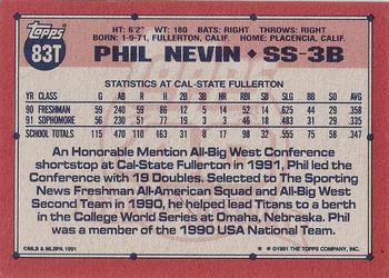 1991 Topps Traded - Gray Card Stock (Pack Version) #83T Phil Nevin Back