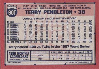1991 Topps Traded - Gray Card Stock (Pack Version) #90T Terry Pendleton Back