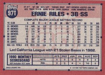 1991 Topps Traded - Gray Card Stock (Pack Version) #97T Ernie Riles Back