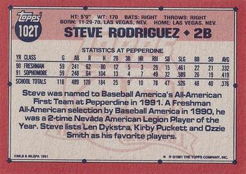 1991 Topps Traded - Gray Card Stock (Pack Version) #102T Steve Rodriguez Back