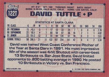 1991 Topps Traded - Gray Card Stock (Pack Version) #122T David Tuttle Back
