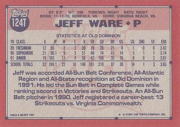 1991 Topps Traded - Gray Card Stock (Pack Version) #124T Jeff Ware Back