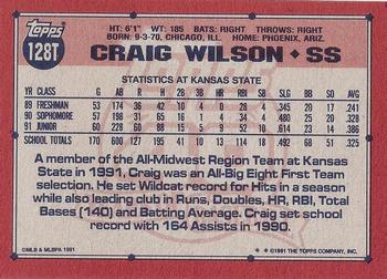 1991 Topps Traded - Gray Card Stock (Pack Version) #128T Craig Wilson Back