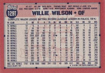 1991 Topps Traded - Gray Card Stock (Pack Version) #129T Willie Wilson Back
