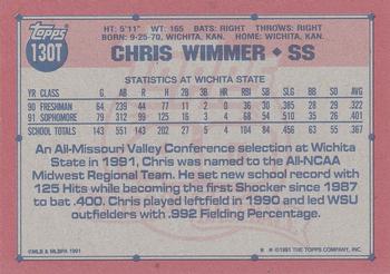 1991 Topps Traded - Gray Card Stock (Pack Version) #130T Chris Wimmer Back