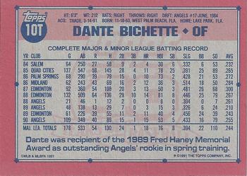 1991 Topps Traded - Gray Card Stock (Pack Version) #10T Dante Bichette Back