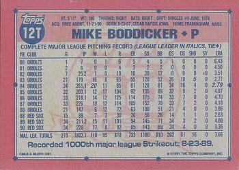 1991 Topps Traded - Gray Card Stock (Pack Version) #12T Mike Boddicker Back