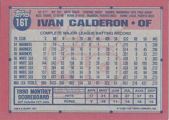 1991 Topps Traded - Gray Card Stock (Pack Version) #16T Ivan Calderon Back