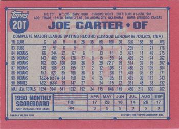 1991 Topps Traded - Gray Card Stock (Pack Version) #20T Joe Carter Back