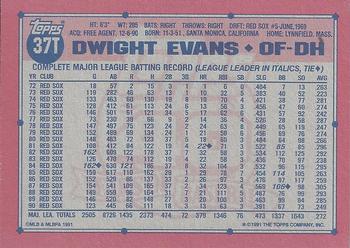 1991 Topps Traded - Gray Card Stock (Pack Version) #37T Dwight Evans Back