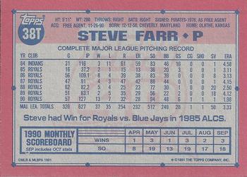 1991 Topps Traded - Gray Card Stock (Pack Version) #38T Steve Farr Back