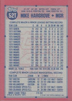 1991 Topps Traded - Gray Card Stock (Pack Version) #52T Mike Hargrove Back
