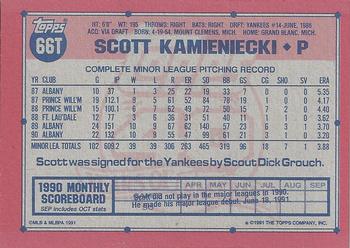 1991 Topps Traded - Gray Card Stock (Pack Version) #66T Scott Kamieniecki Back