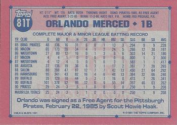 1991 Topps Traded - Gray Card Stock (Pack Version) #81T Orlando Merced Back