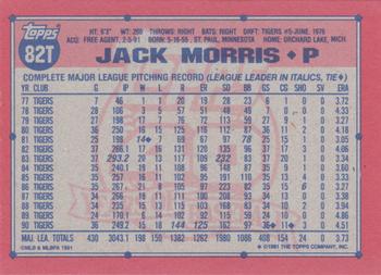 1991 Topps Traded - Gray Card Stock (Pack Version) #82T Jack Morris Back
