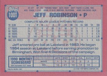 1991 Topps Traded - Gray Card Stock (Pack Version) #100T Jeff Robinson Back