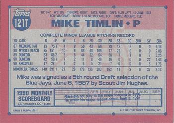 1991 Topps Traded - Gray Card Stock (Pack Version) #121T Mike Timlin Back