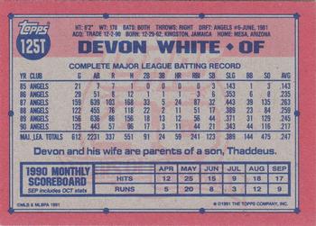1991 Topps Traded - Gray Card Stock (Pack Version) #125T Devon White Back