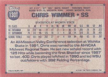 1991 Topps Traded - Gray Card Stock (Pack Version) #130T Chris Wimmer Back