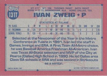 1991 Topps Traded - Gray Card Stock (Pack Version) #131T Ivan Zweig Back
