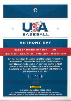2017 Panini USA Baseball Stars & Stripes - Longevity Ruby #79 Anthony Kay Back