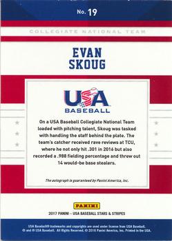 2017 Panini USA Baseball Stars & Stripes - CNT Signatures Red Ink #19 Evan Skoug Back
