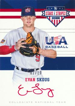 2017 Panini USA Baseball Stars & Stripes - CNT Signatures Red Ink #19 Evan Skoug Front
