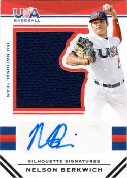 2017 Panini USA Baseball Stars & Stripes - USA BB Jumbo Swatch Silhouettes Signatures Jerseys #46 Nelson Berkwich Front